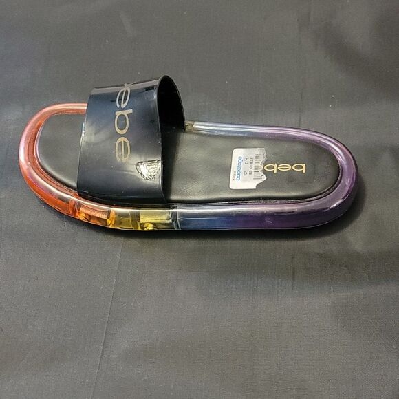 BRAND NEW BEBE MULTICOLOR SLIDE SANDALS - Picture 1 of 14